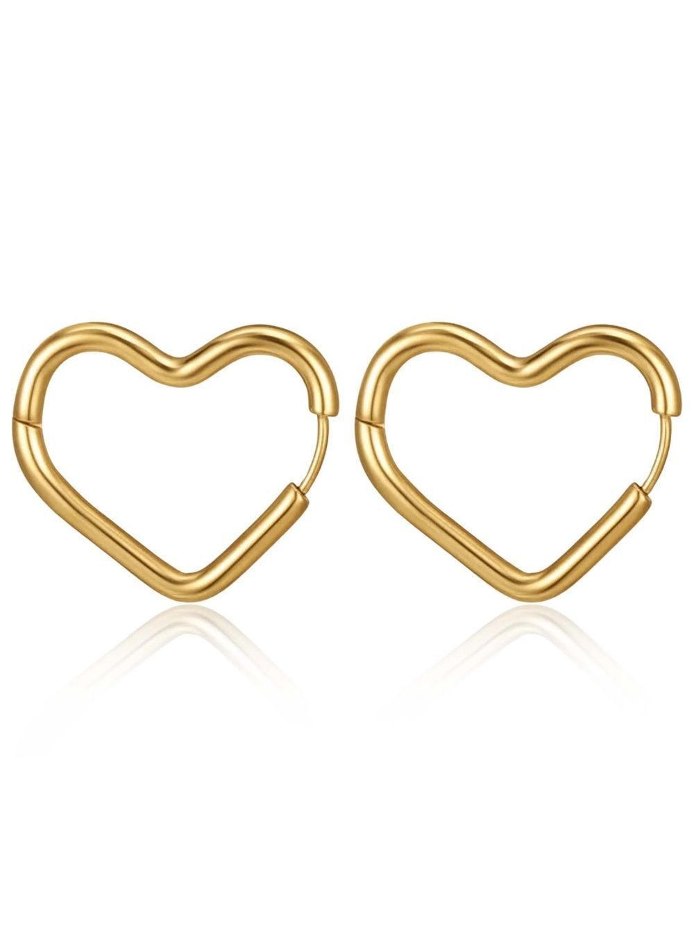 Gold Heart Hoop Earrings Q1102